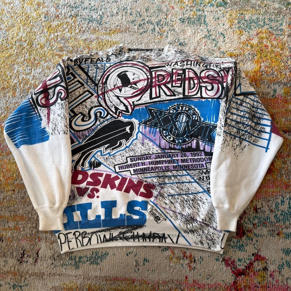 Vintage Buffalo Bills And Washington Redskins 1992 Super Bowl XXVII Crewneck XL